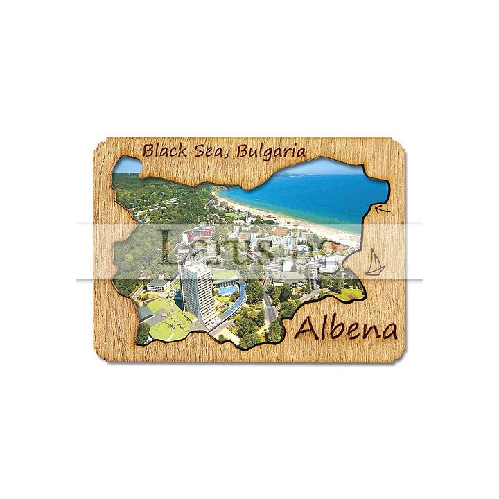 Магнитен сувенир Албена с дървен елемент 12-mdAL-0003
