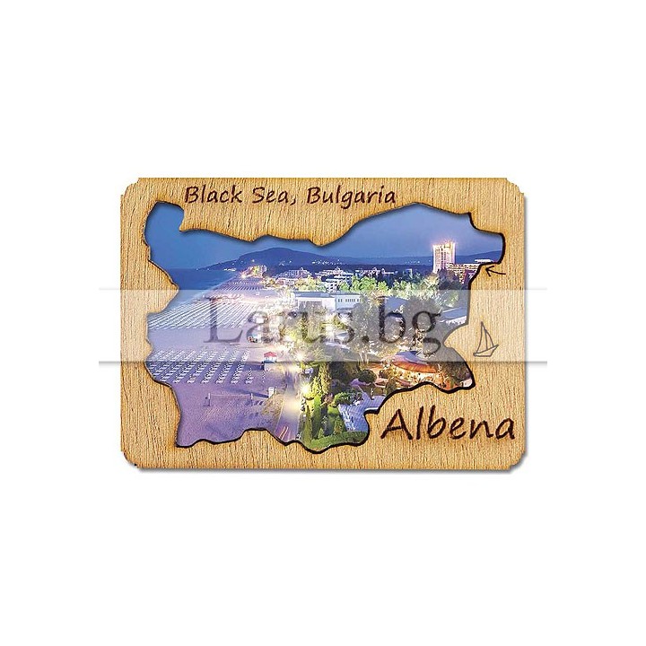 Магнитен сувенир Албена с дървен елемент 12-mdAL-0004