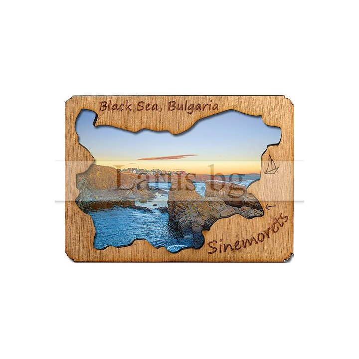 Магнитен сувенир Синеморец с дървен елемент 12-mdSI-0004