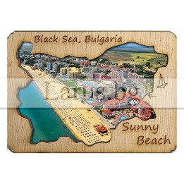 Магнитен сувенир Слънчев Бряг с дървен елемент 12-mdSB-0001