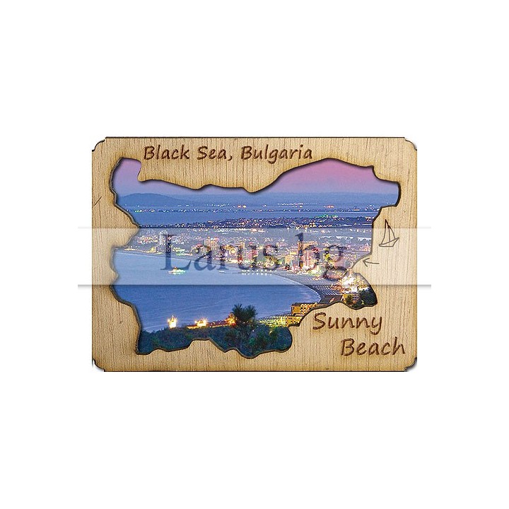 Магнитен сувенир Слънчев Бряг с дървен елемент 12-mdSB-0002