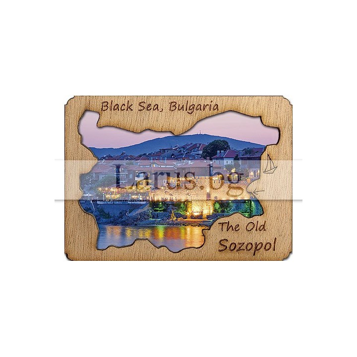 Магнитен сувенир Созопол с дървен елемент 12-mdSZ-0002