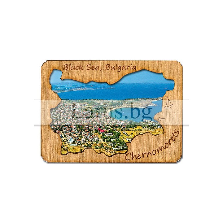 Магнитен сувенир Черноморец с дървен елемент 12-mdCH-0004