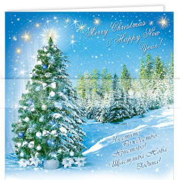 Зимна двойна картичка 0158 1-ZD-0158